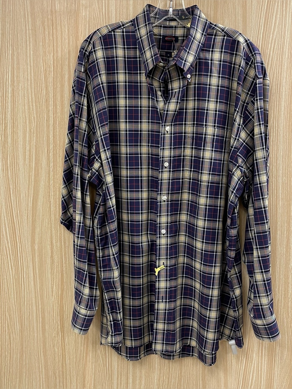 Overton navy plaid shirt size xl
